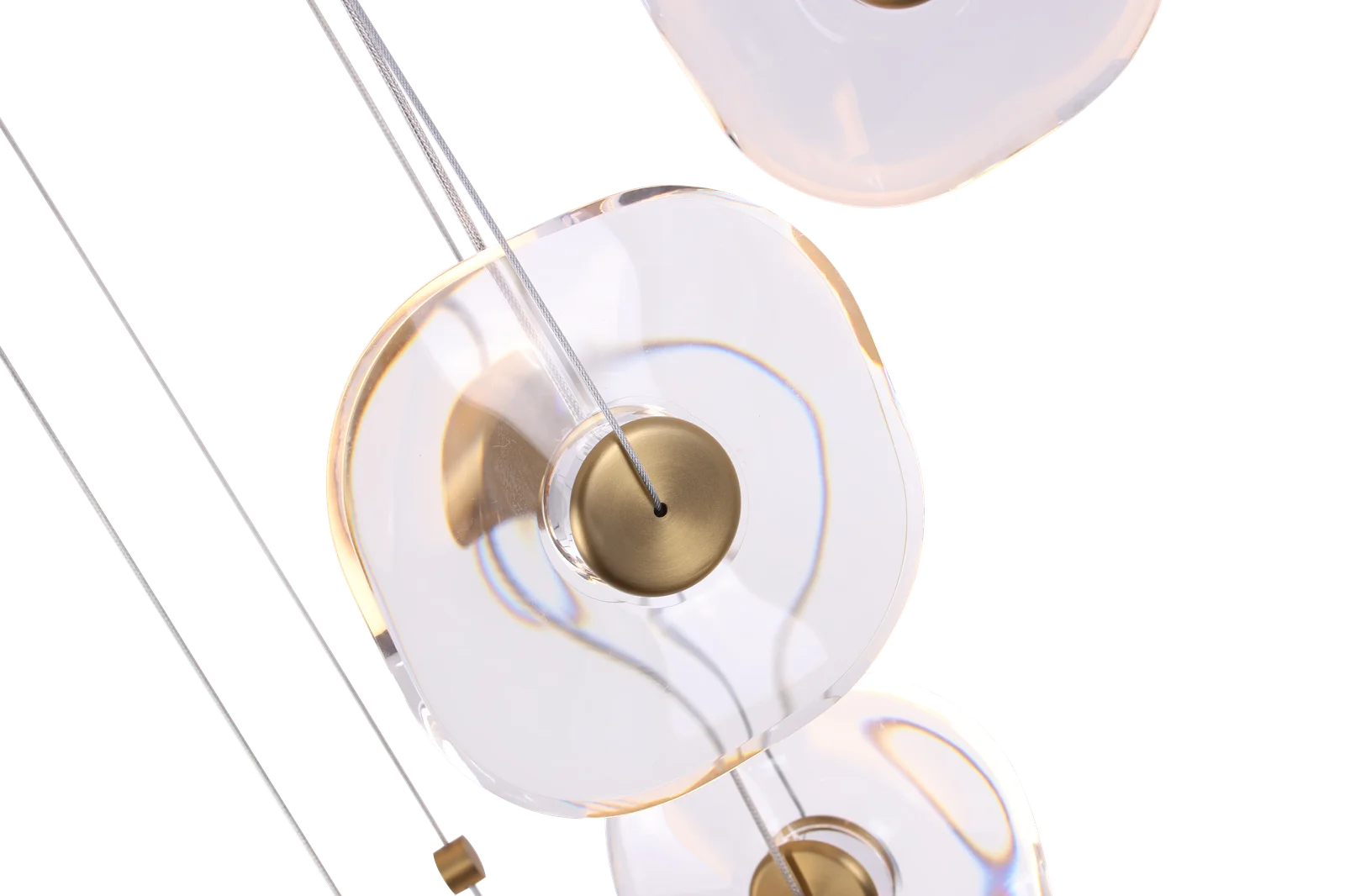 Luna Arc – Circular Gold Chandelier with Frosted Acrylic Diffusers